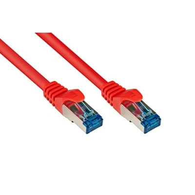 Image de Good Connections Cordon de raccordement RJ 45 (M) pour 3 m SFTP, PiMF CAT 6a sans halogène, moulé, crochet rouge