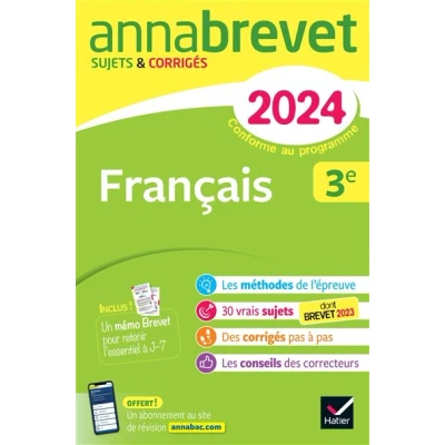 Image de Annales du brevet Annabrevet 2024 Français 3e
