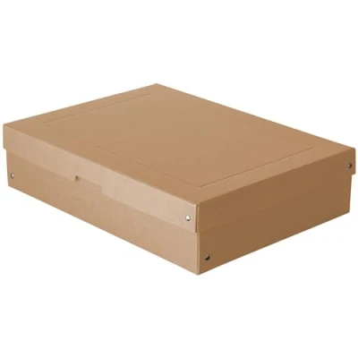 Afbeelding van Falken PureBox Nature opbergdoos met deksel van stevig karton, veganistisch, geschenkdoos, bruin, hoogte 100 mm, DIN A3, mm