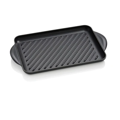 Afbeelding van Le Creuset Gietijzeren Rechthoekige Grill In Mat Zwart 32cm