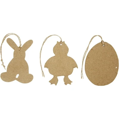 Afbeelding van Creotime Decoraties Pasen Papier maché 10 Cm Bruin 6 Stuks