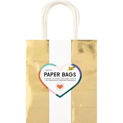 Afbeelding van Cadeautas Folia goud kraft 18x21x8cm 7 stuks