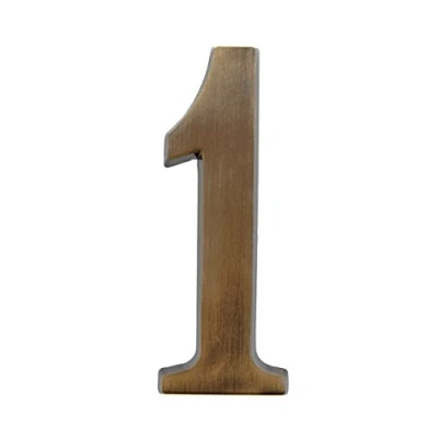 Afbeelding van HUBER huisnummer 1 messing 20 cm I huisnummers voor huis en deur XL huisnummerplaten van edel 3D design,
