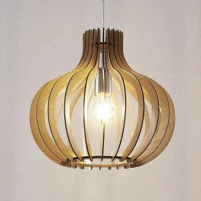 Afbeelding van Lindby Hanglamp 1licht metaal, hout H: 32.4 cm E27 licht