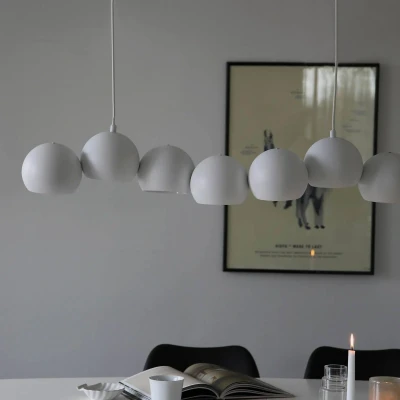Afbeelding van Cupolo hanglamp, wit, ijzer, lengte 101 cm, 7 lamps