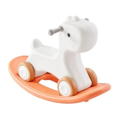 Image de VEVOR Cheval à bascule 3 en 1 pour les enfants de 1 à 3 ans, jouet à bascule avec planche d&#039;équilibre amovible et 4 roues lisses, en PEHD, capacité de charge 36 kg, oscillant à 40, pour bébés, rouge