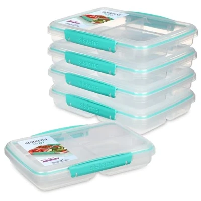 Afbeelding van Sistema To Go containers met verschillende compartimenten voor het bewaren van gerechten en etenswaren verdelers clipsluitingen 820 ml BPA vrij 5 voedsel