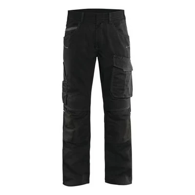 Image de Pantalon services stretch noir/gris foncé, boutons cachés