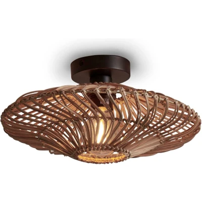 Afbeelding van GOOD&amp;MOJO Plafonniere Zanzibar Rotan Ø40cm Bruin