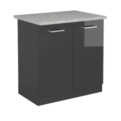 Afbeelding van Vicco Wastafelkast R Line, Antraciet Hoogglans/Antraciet, 80 cm WB Marmer