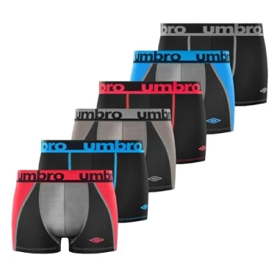 Afbeelding van Umbro Boxershorts voor heren, anti transpirant, calecon multisport, ademend (6 stuks), zwart.