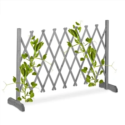 Afbeelding van Relaxdays plantenklimrek hout uitschuifbaar tot 185 cm harmonicahek klimplanten