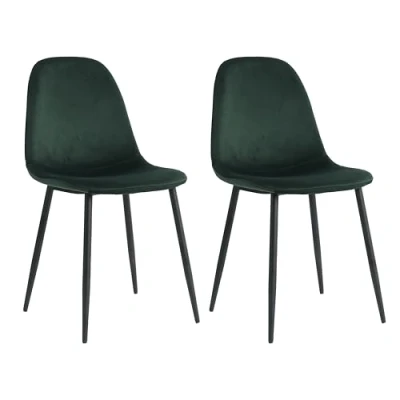 Afbeelding van Lina® Napoli Eetkamerstoel Groen Set van 2 Velvet