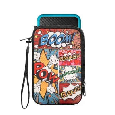 Afbeelding van kwmobile Carrying Case Compatible with Nintendo 3DS XL Console Pouch Zipper and Design Comic Book Symbols Multicolor