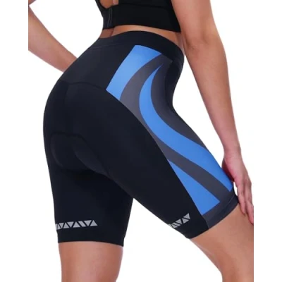 Afbeelding van Sportneer fietsbroek voor dames, gevoerd, sneldrogend, korte elastische met 4D zitkussen, bredere en dichte bekleding