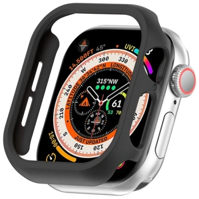 Afbeelding van By Qubix Hard case 42mm (open front) Zwart Geschikt voor Apple Watch (series 10) hoesje screenprotector Bescherming iWatch Bescherm