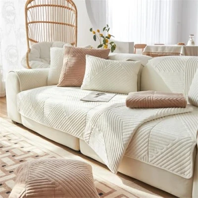 Afbeelding van LINGKY Housse Canapé 1/2/3/4 Places, de Coussin Canapé, d&#039;angle, Universelle Protege Canape, Protection Couvre Antidérapante (Beige,70x90cm)