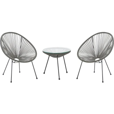 Afbeelding van Beliani ACAPULCO II Bistroset voor 2 Grijs PE rotan