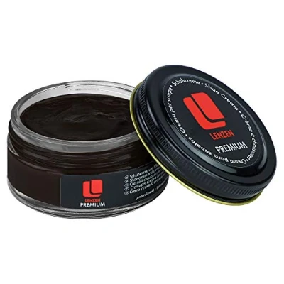 Afbeelding van Lenzen Premium schoencrème, voedende crème voor glad en generfd leer, zwart.