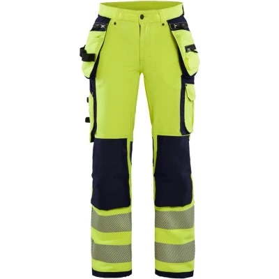 Afbeelding van Blaklader Dames High Vis 4 weg stretch werkbroek 7197 1642 Geel/Marineblauw C48