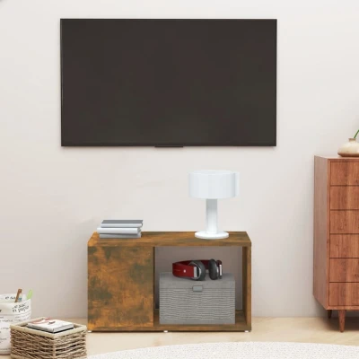 Afbeelding van Tv meubel 60x24x32 cm bewerkt hout gerookt eikenkleurig