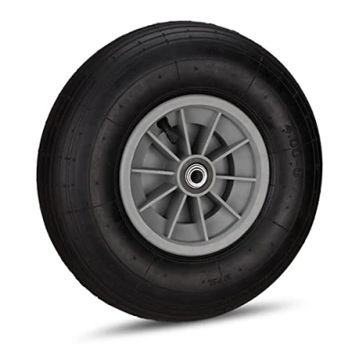 Afbeelding van Relaxdays Kruiwagenwiel rubber 200 kg reservewiel as 4.00 6 3 adapters zwart grijs