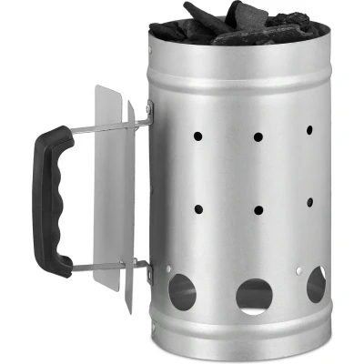 Afbeelding van Relaxdays brikettenstarter BBQ starter houtskool barbecue zilver