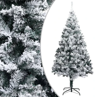 Afbeelding van Kunstkerstboom met sneeuwvlokken 300 cm PVC groen