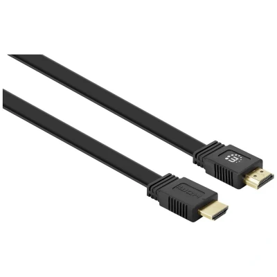 Afbeelding van Manhattan 355643 HDMI kabel Aansluitkabel A stekker, stekker 10.00 m Zwart 4K UHD, Afgeschermd (dubbel), Plat, Platte uitvoering