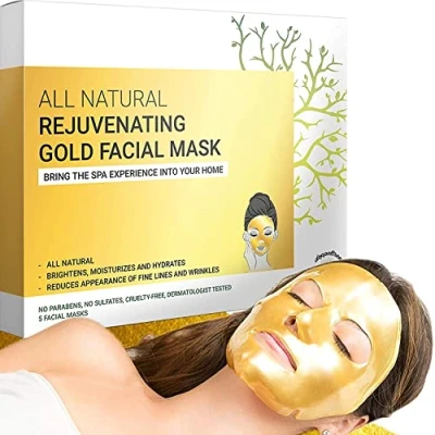 Afbeelding van Gold Facial Mask Premium Hydrogel Sheet Face Maskers voor Skin Care &amp; Beauty, Hydrating Anti Aging Facemasker met Collagen, Hyaluronzuur 24K Nano Geformuleerd in San Francisco