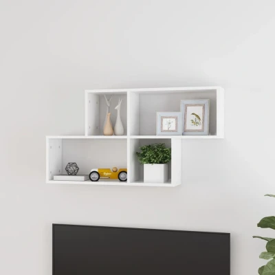 Afbeelding van Wandschap 100x18x53 cm spaanplaat hoogglans wit