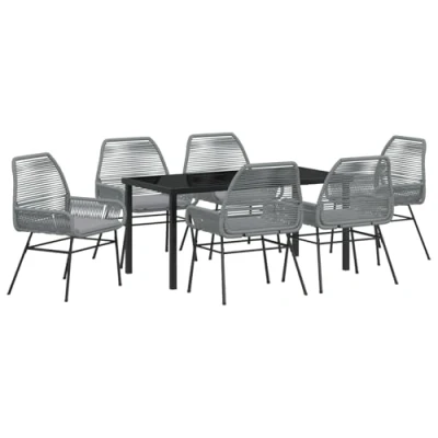 Afbeelding van vidaXL 7 delige tuinset met kussens grijs poly rattan