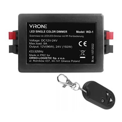 Afbeelding van VIRONE WD 1 led dimmer 12 24 VDC RF met zwarte afstandsbediening
