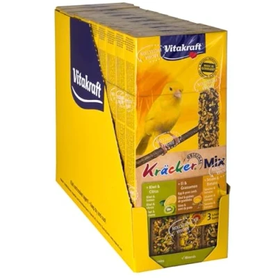 Afbeelding van Vitakraft Kanarie Kracker 3 stuks Vogelsnack 10 x Sinaasappel&amp;Sesam&amp;Kiwi