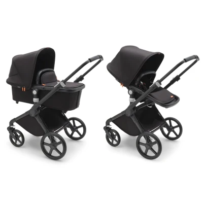 Afbeelding van Bugaboo Fox Cub All terrain Kinderwagen met Wieg en Stoel, Inklapbaar, Zonnekap, Midnight Black