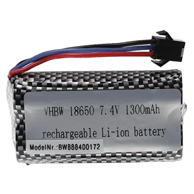 Afbeelding van vhbw Batterij compatibel met SM 3P aansluiting voor RC model, bijv. raceauto vliegtuig (1300 mAh, 7,4 V, Li ION, 69 x 37 19 mm)