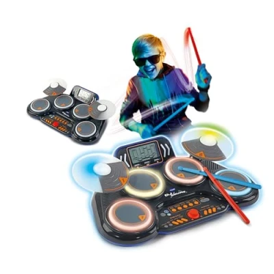 Afbeelding van VTech Kidi DJ Drums, elektronische drums voor kinderen met lichtpads, muziekspellen, Bluetooth modus en geïntegreerde microfoon, inclusief drumsticks, Italiaanse taal, batterijen inbegrepen, 6 jaar