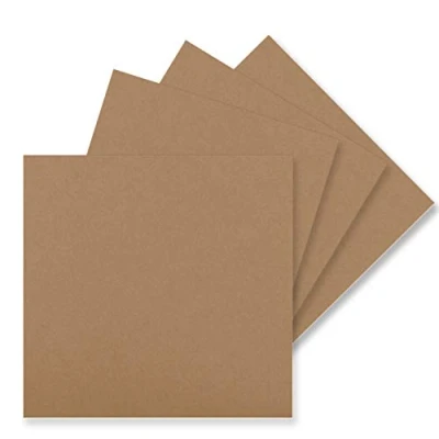 Afbeelding van Set van 50 afzonderlijke kaarten, vierkant, 15 x cm, zandbruin, 240 g/m², blanco, ideaal als ansicht en knutselkaarten, hoogwaardig knutselkarton
