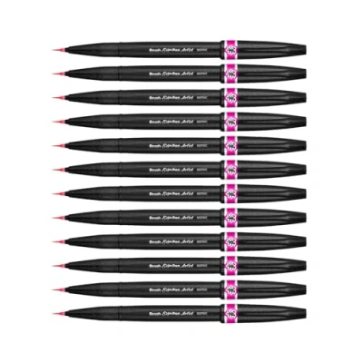 Afbeelding van Pentel SESF30C PX penseelpunten, extra fijn, roze, 12 stuks