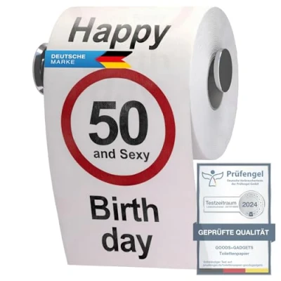 Afbeelding van GOODS+GADGETS Grappig toiletpapier 50e verjaardag decoratie voor de