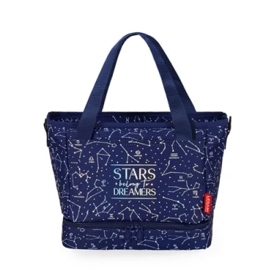 Afbeelding van Legami Koeltas voor eetkamer, kantoor, werk, ruime lunchtas, 10,8 liter, verstelbare schouderriem, schoudertas, sterrenmotief, 33 x 22 15 cm