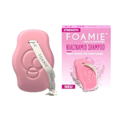 Afbeelding van Foamie Strength vaste shampoo met niacinamide, volumeshampoo voor fijn en haar, niacine rijstextracten intensieve bescherming versterking, 80 g