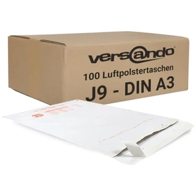 Afbeelding van versando Air I9/J9 Bubble Enveloppen, A3, binnenmaat, 300 x 445 mm, buitenmaat 320 455 wit, 100 stuks