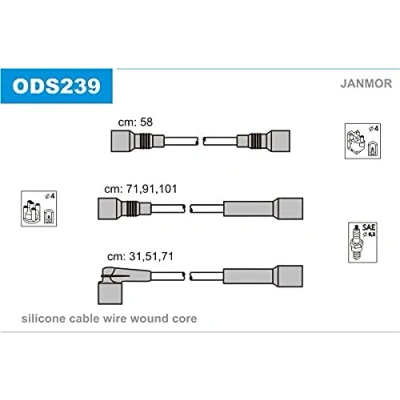 Afbeelding van JANMOR ODS239 Bougiekabelset OPEL: Senator B, Omega A Saloon