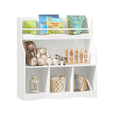 Afbeelding van SoBuy Kinderboekenkast, rek voor kinderen, speelgoedrek, opslag boeken en speelgoed, kindermeubels, opbergkast kinderkamer met 5 vakken, 90 x 30 95 cm, KMB57 W