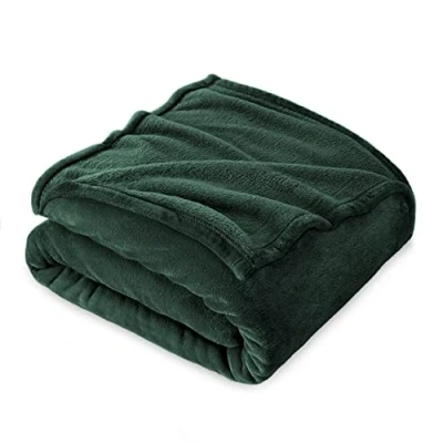 Afbeelding van Flanel fleecedeken, 160 x 210 cm, bankovertrek, fleece, deken voor tweepersoonsbed, dik, zacht en warm, hoogwaardige deken, donkergroen