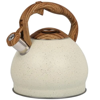 Afbeelding van Belle Vous Beige Texture Whistling Tea Kettle 3L Pot for Stovetop/Induction Hob Stainless Steel Hot Water Camping Teapot Tea/Coffee