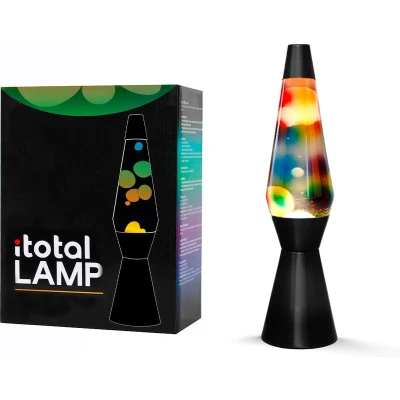 Afbeelding van i Total Lavalamp Lava Lamp Sfeerlamp 40x11 cm Glas/Aluminium 30W Transparant met gekleurde Zwart XL2340