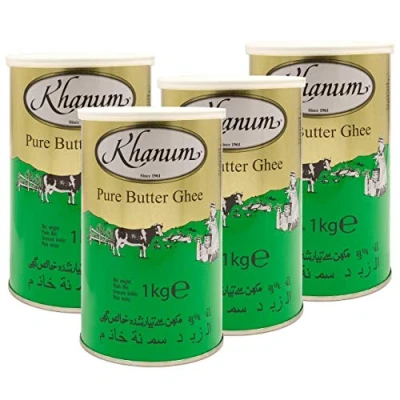 Afbeelding van Khanum Pure Butter Ghee Botervet voor braden en koken, 4 x 1 kg