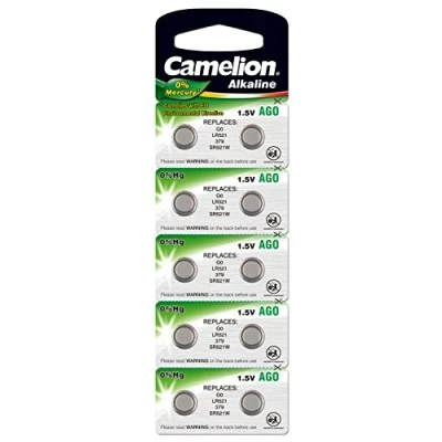 Afbeelding van Camelion 10 stuks alkaline knoopcellen 1,5 V AG0, 379, LR521, 1190SO, SR521W, SR521